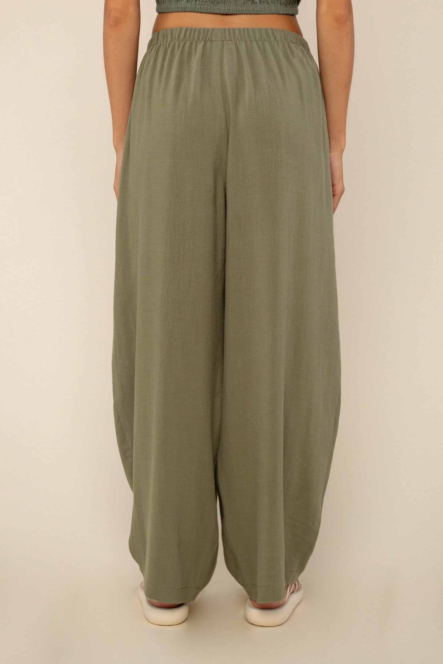 Sloane Linen Lantern Pant | Mid Rise Barrel: Sage